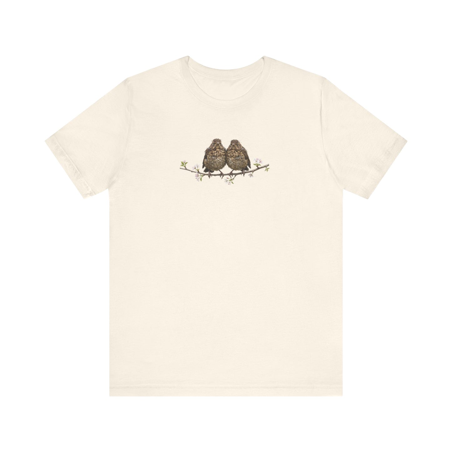 Blackbird Fledgling T-Shirt | Spring Blossoms Unisex Graphic Tee for Bird Watchers