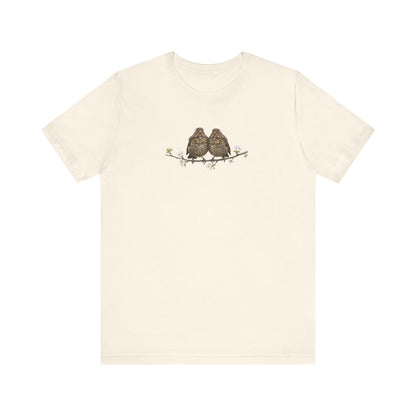 Blackbird Fledgling T-Shirt | Spring Blossoms Unisex Graphic Tee for Bird Watchers
