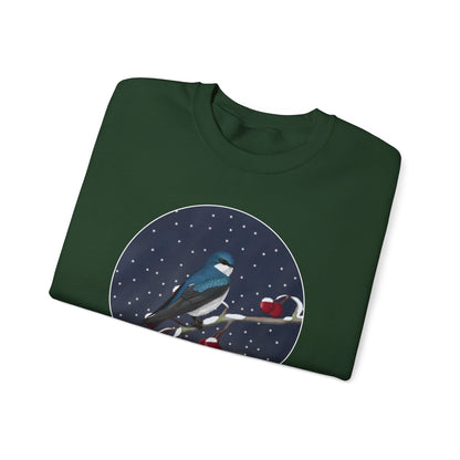 Tree Swallow on a Winter Branch Birdwatcher Christmas Bird Sweatshirt