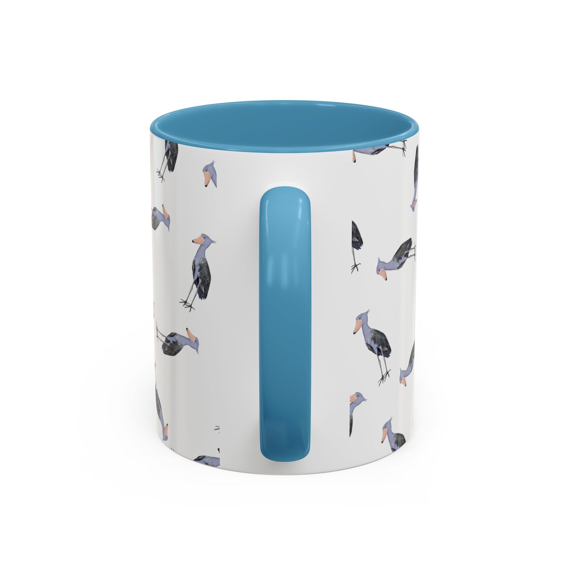 Schuhschnabel Tasse mit Streumuster | Vogelmotiv Kaffeebecher für Vogelbeobachter & Naturfreunde on Accent Coffee Mug background