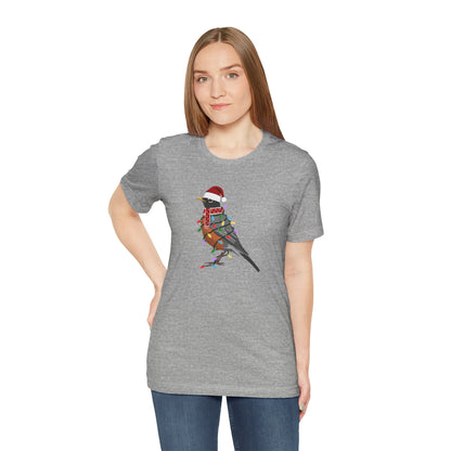 Robin with Fairy Lights Christmas Bird T-Shirt