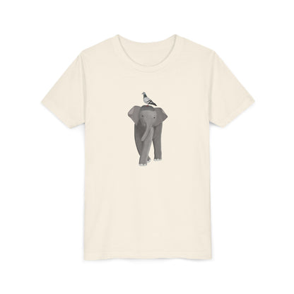 Elephant with Pigeon Bird Youth T-Shirt