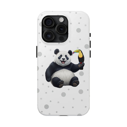 Cute Panda Bear with a Toucan Animal iPhone Case - Dual-Layer PC/TPU Protective Cover for iPhone
