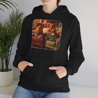 Hoodie Rosi Rotkehlchen & Eichhörnchen Stricken | Lustiger Kapuzenpullover für Vogelfreunde