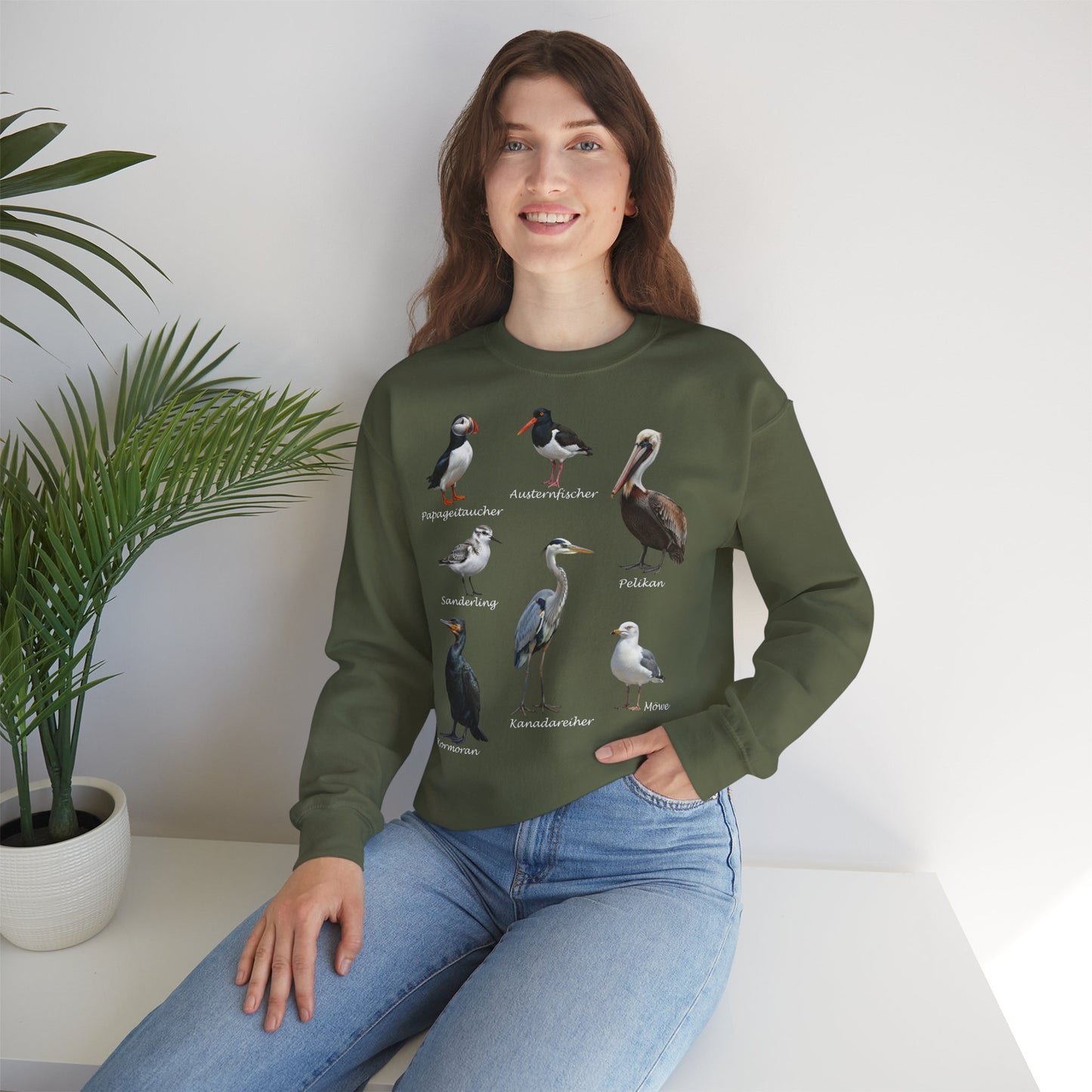 Sweatshirt mit Küstenvögeln: Papageitaucher, Möwe & Co. | Vogelkunde & Meer