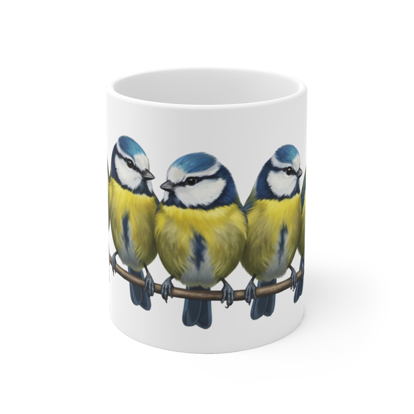 Blaumeisen Tasse Vögel auf einem Ast Vogelmotiv für Vogelbeobachter und Vogelfreunde