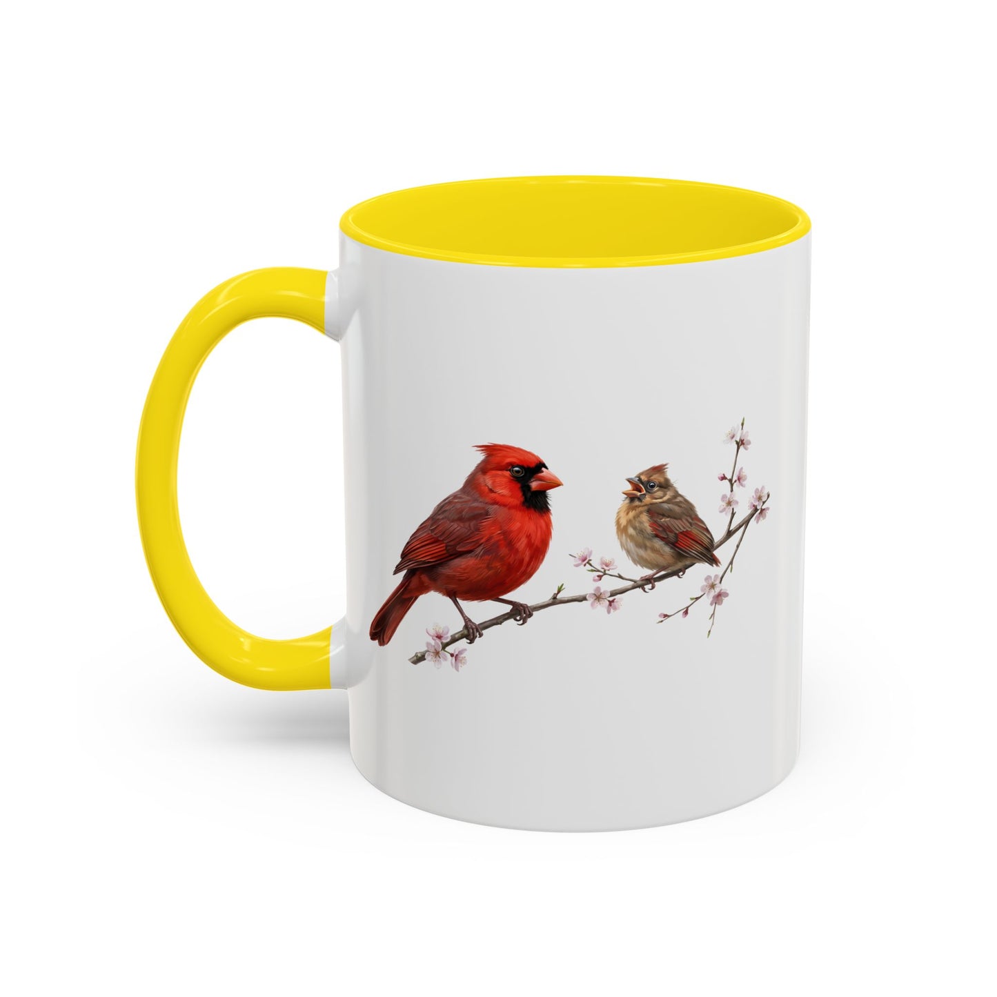 Northern Cardinal & Fledgling Two-Tone Mug | Spring Bird Lover Gift