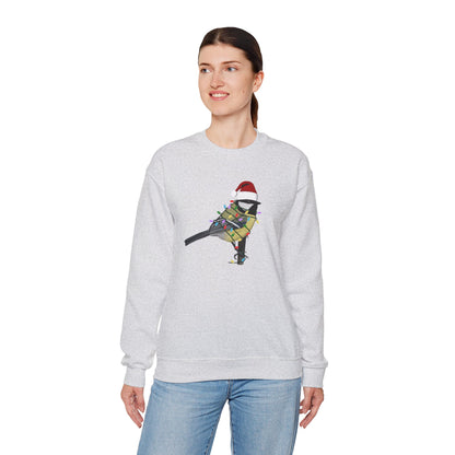 Chickadee with Fairy Lights Santa Claus Christmas Bird Sweatshirt