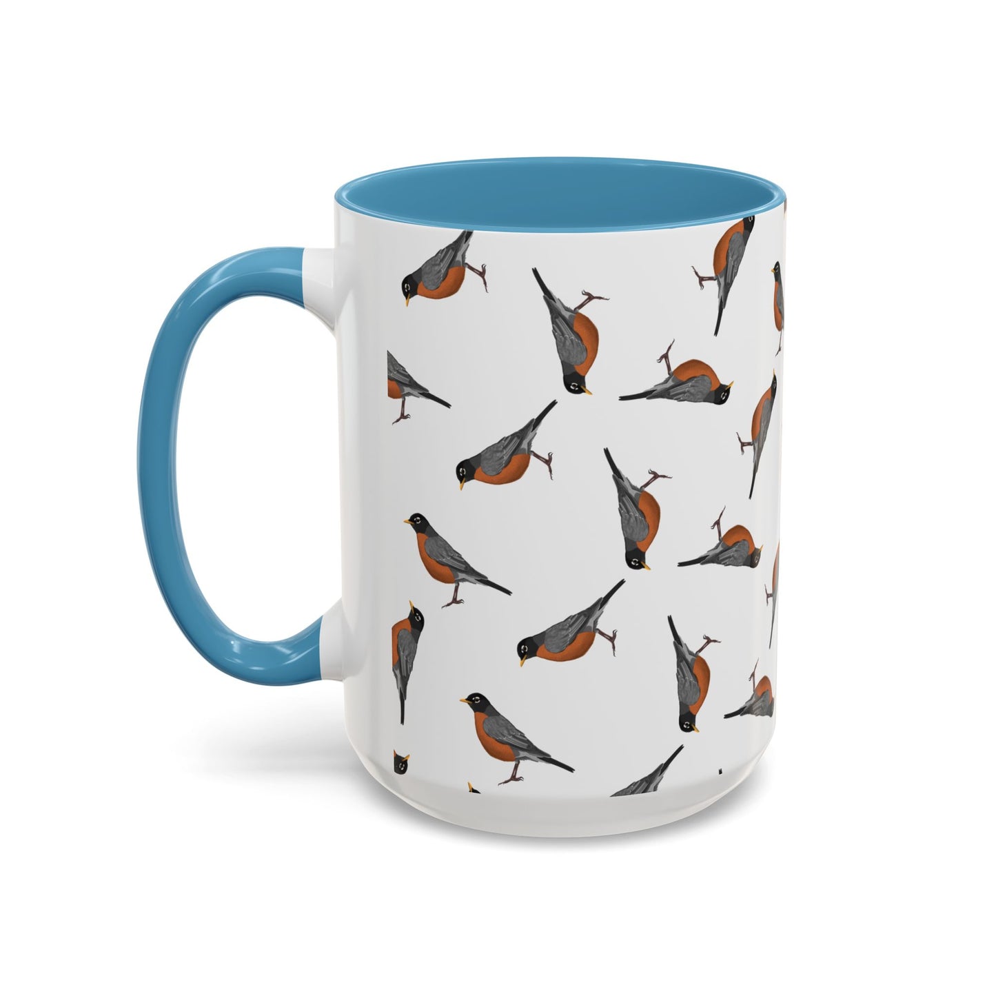 American Robin All-Over Pattern Accent Mug | Colorful Bird Lover Gift for Birdwatchers