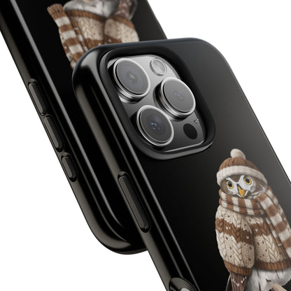 鳥のアートが描かれたフクロウの二層式iPhoneケース - 鳥類学者や鳥好きの方へのプレゼントに最適