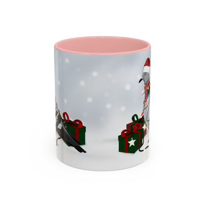 Pigeon with Christmas Hat and Scarf Snow Bird Coffee Mug