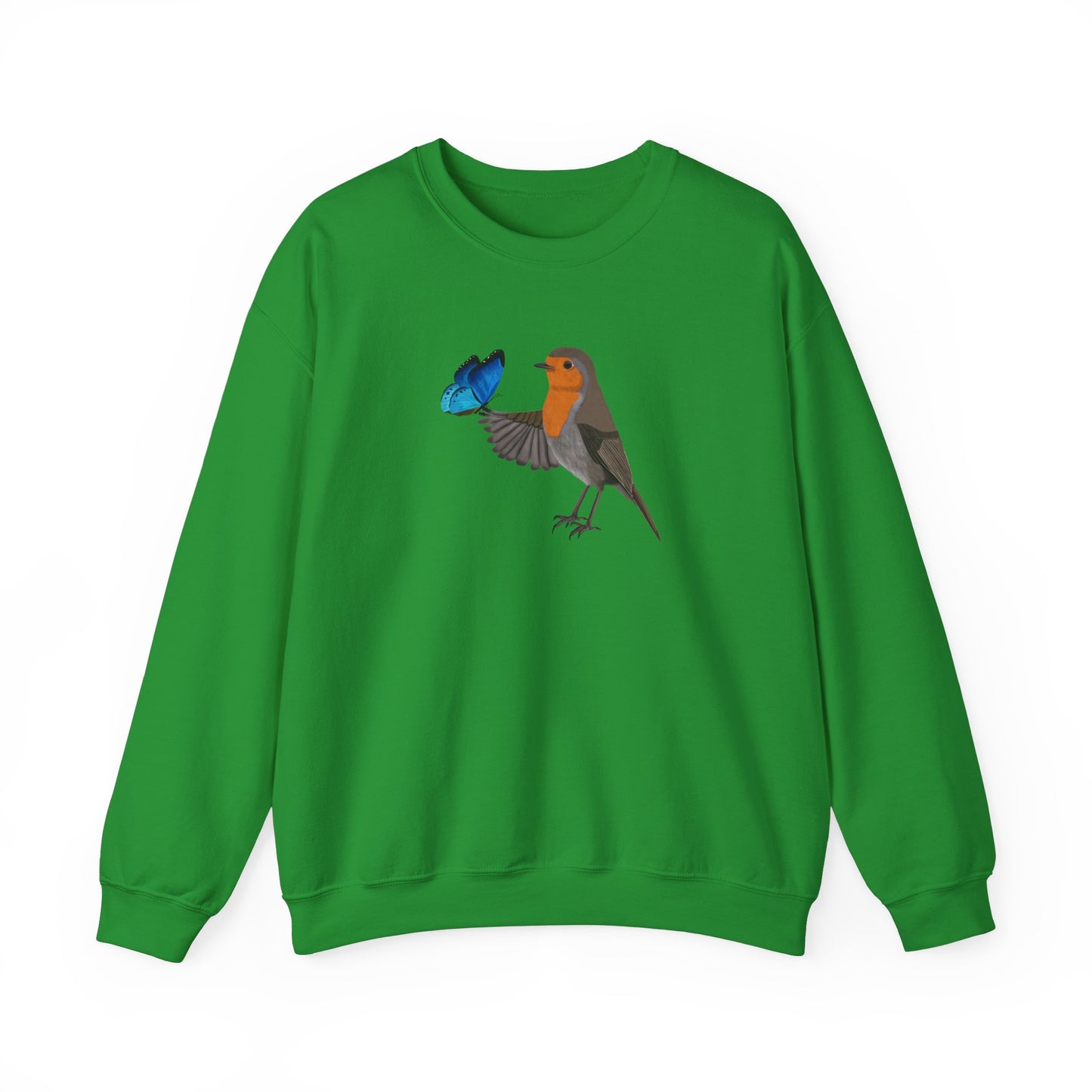 Robin with Butterfly Bird Birding & Birdwatching Sweatshirt