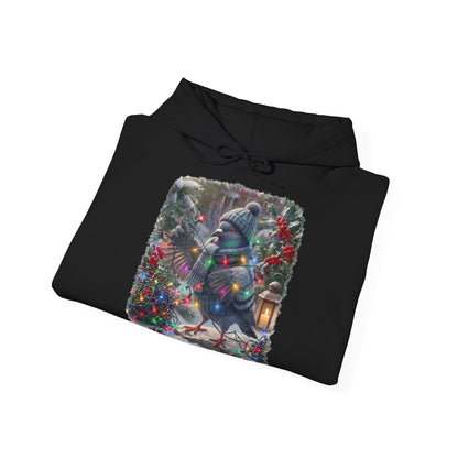 Premium Hoodie Taube und die Lichterkette im winterlichen Garten für Vogelbeoachter