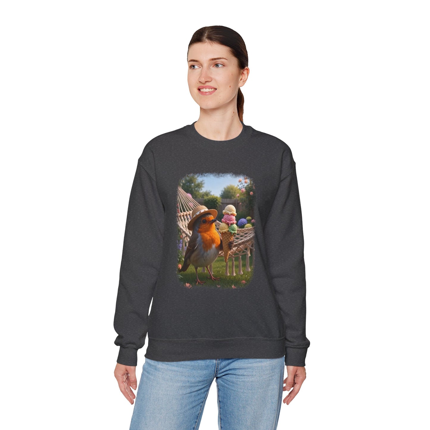 Robin Rosi Ice Cream Garden Premium Sweatshirt for Bird Lovers