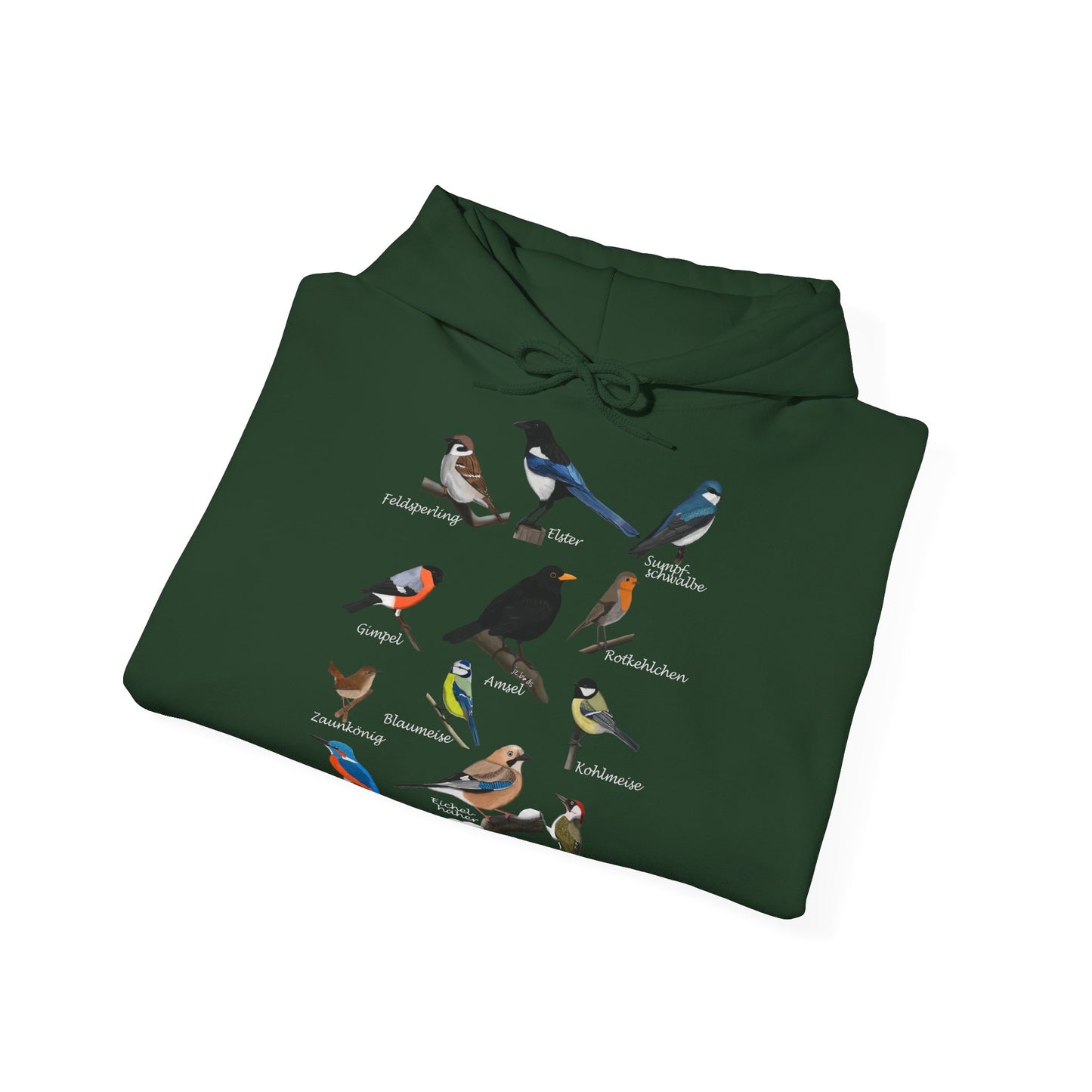 Gartenvögel Vogel Hoodie - Amsel Rotkehlchen Blaumeise Kapuzenpullover für Vogelbeobachter & Naturliebhaber mit Vogelmotiv