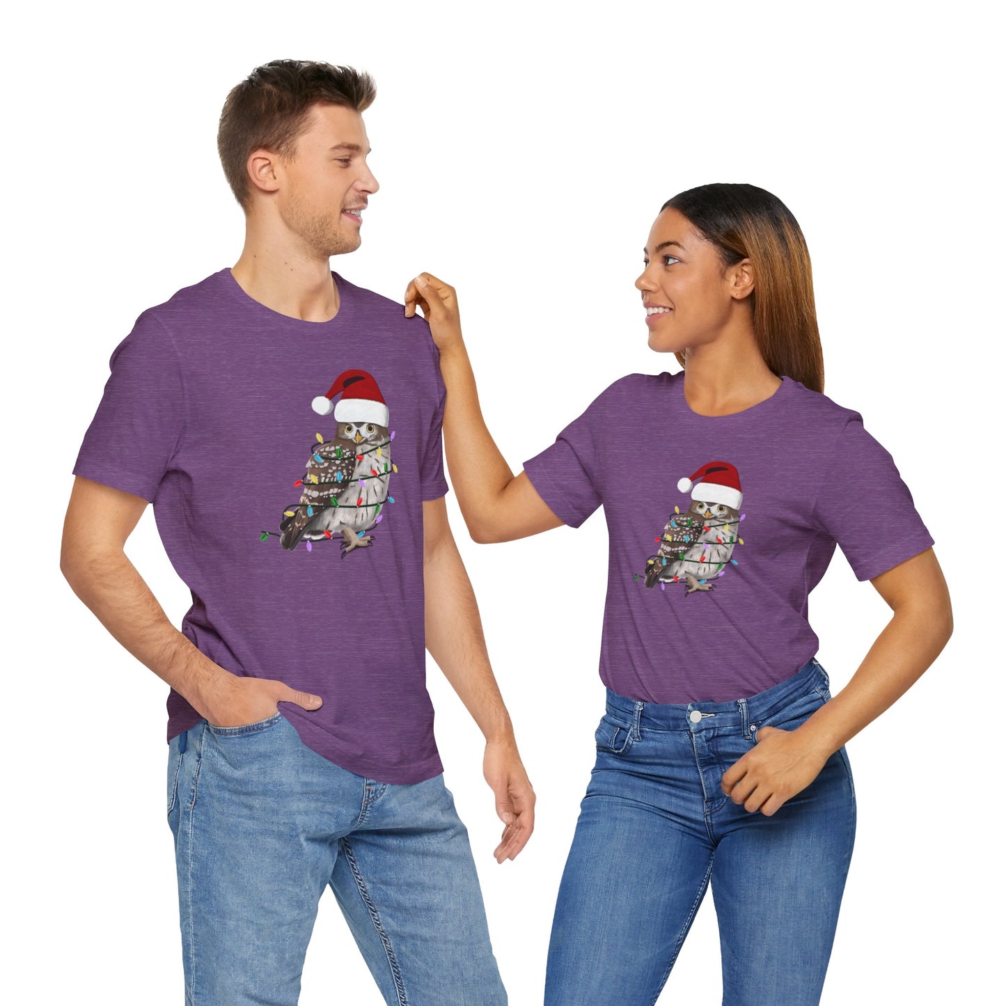 Owl with Fairy Lights Christmas Bird T-Shirt