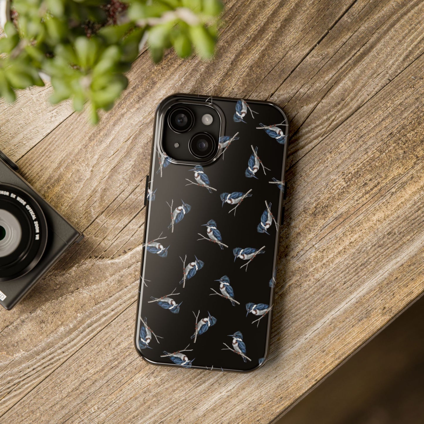 Belted Kingfisher iPhone Case Black – Premium Tough Phone Cover for Bird Lovers