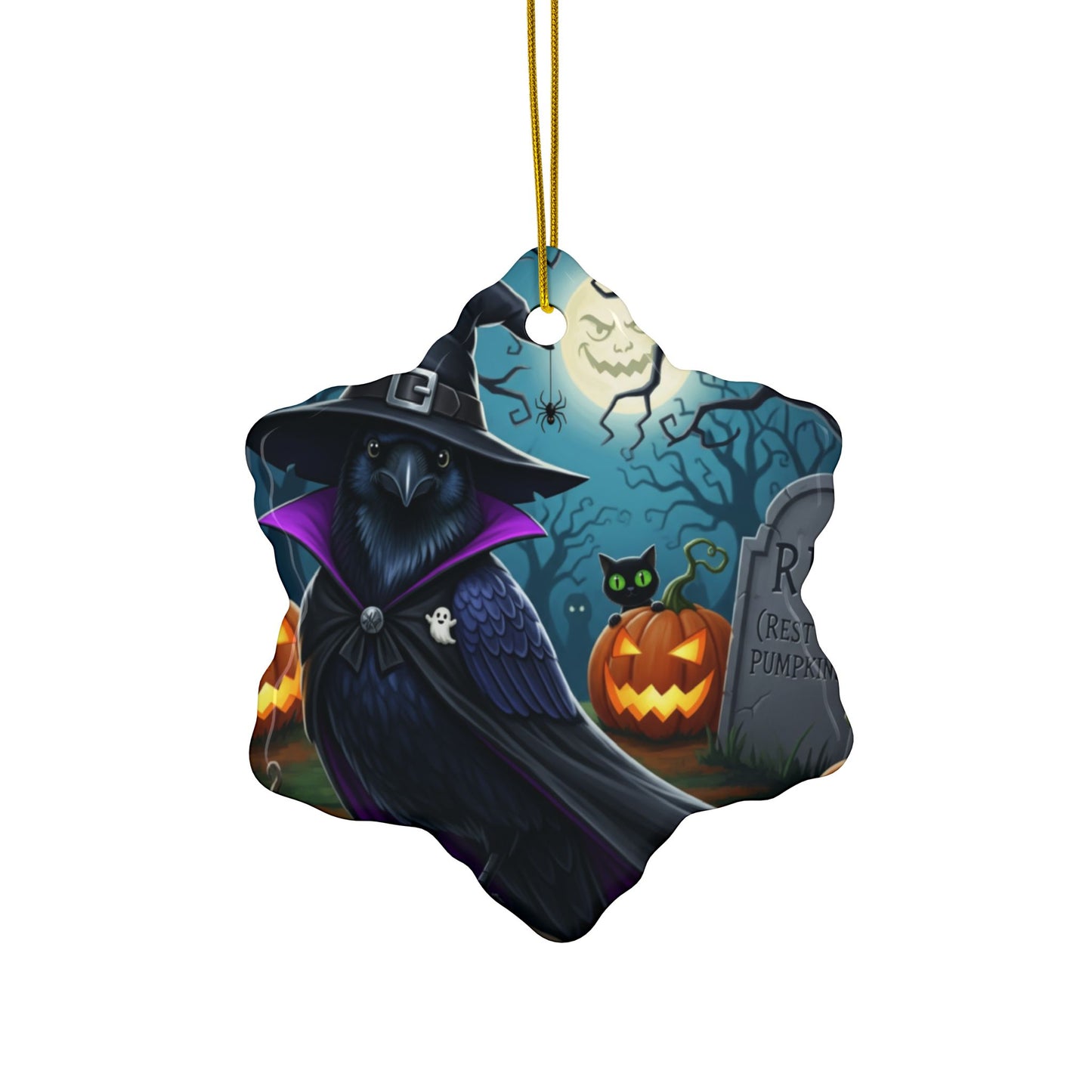 Black Raven Halloween Ornaments, 2-Sided Witchy Bird Decor, Spooky Decorations, Halloween Gifts