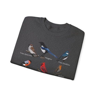 Garden Birds Cardinal Bluejay Bullfinch Crewneck Sweatshirt