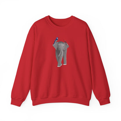 Elephant with Blue Jay Cardinal Birds Birding & Birdwatching Sweatshirt