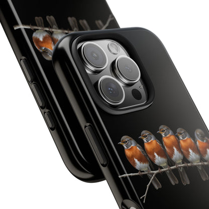 アメリカンロビン デュアルレイヤー iPhoneケース 枝にとまる鳥たち - 鳥類学者や鳥愛好家へのプレゼントに最適