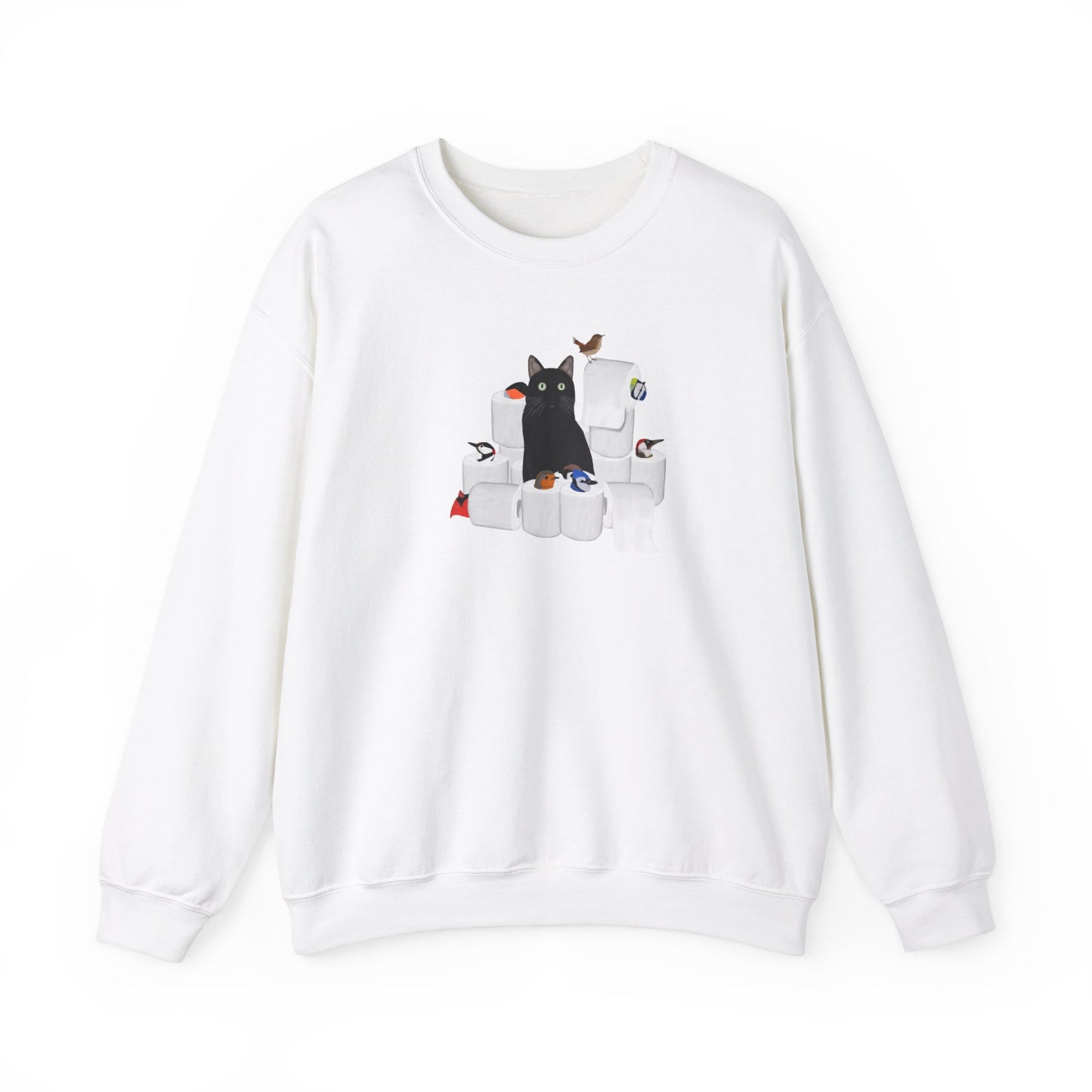 Black Cat with Birds and Toilet Paper Cat Lover Sweatshirt