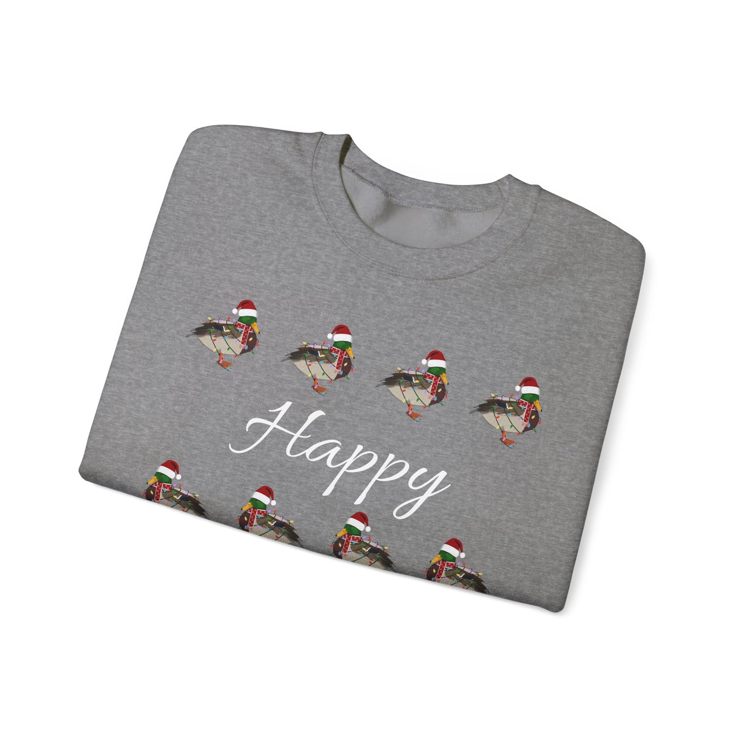 Mallard as Santa with Hat Scarf and Fairy Lights Happy Holidays Birdwatcher Christmas Bird Sweatshirt