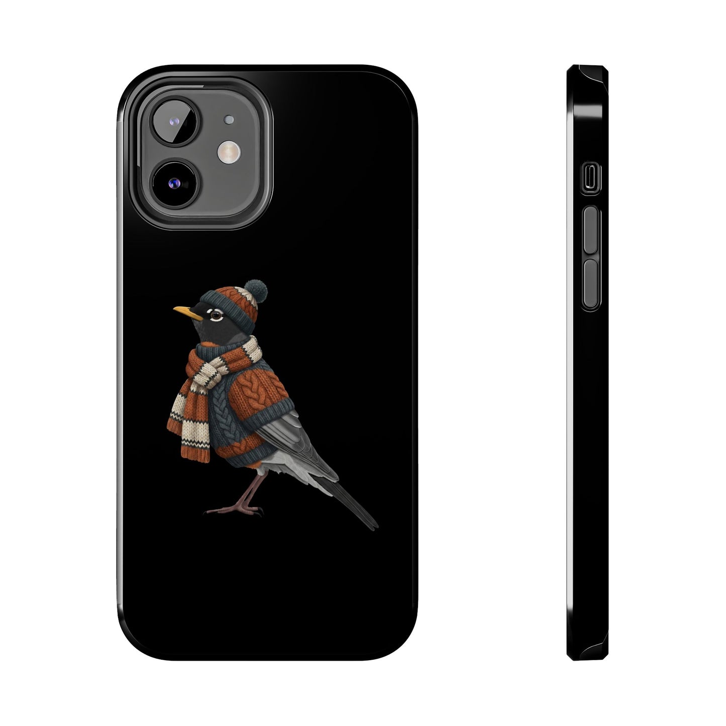 アメリカンロビンの鳥のアートが描かれた二層式iPhoneケース - 鳥類学者や鳥愛好家へのプレゼントに最適