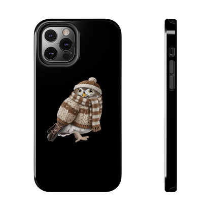 鳥のアートが描かれたフクロウの二層式iPhoneケース - 鳥類学者や鳥好きの方へのプレゼントに最適