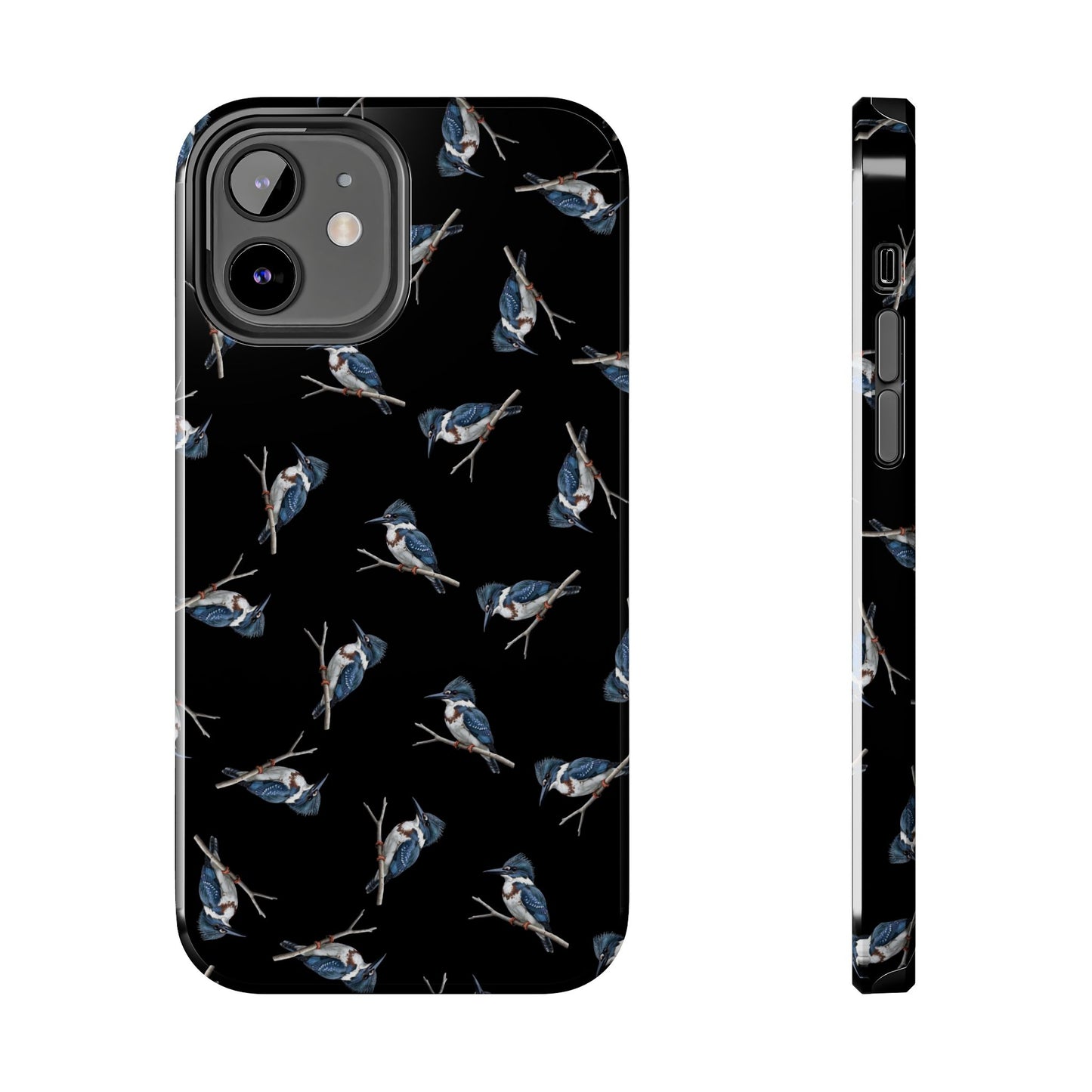 Belted Kingfisher iPhone Case Black – Premium Tough Phone Cover for Bird Lovers – animal lover,