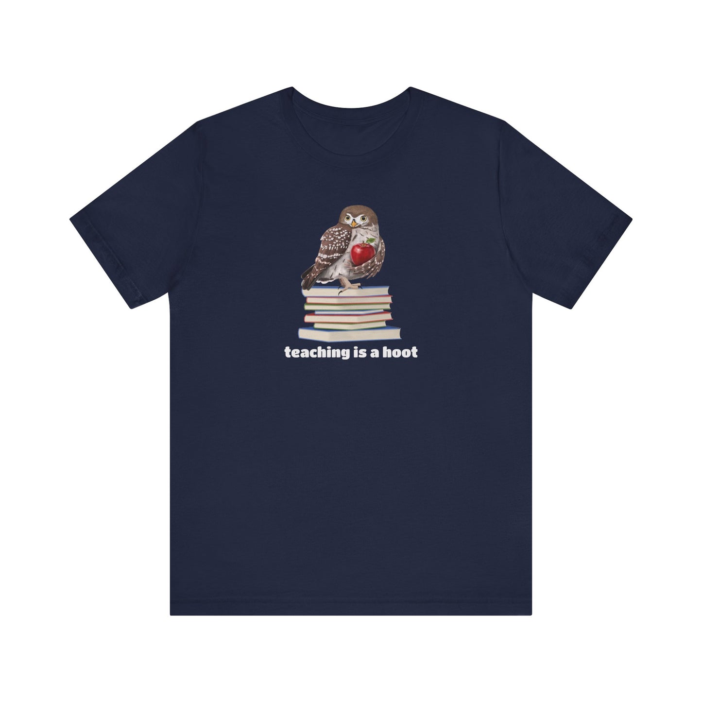 Cute Owl on Books Teacher Shirt – Teaching is a Hoot – Back to School Apple Aesthetic