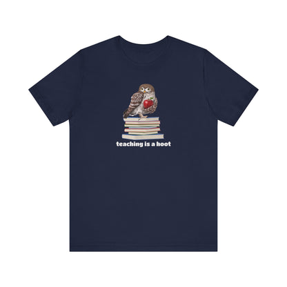 Cute Owl on Books Teacher Shirt – Teaching is a Hoot – Back to School Apple Aesthetic