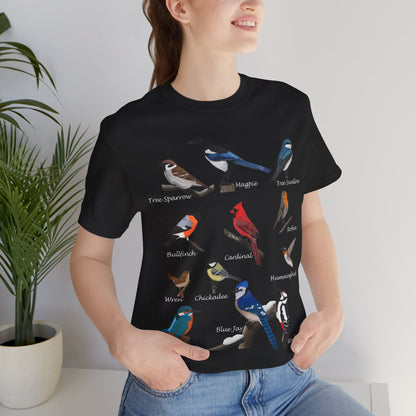 Garden Birds Blue Jay Cardinal Robin Chickadee Birding & Birdwatching Bird T-Shirt