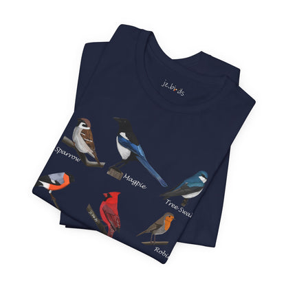 Garden Birds Blue Jay Cardinal Robin Chickadee Birding & Birdwatching Bird T-Shirt