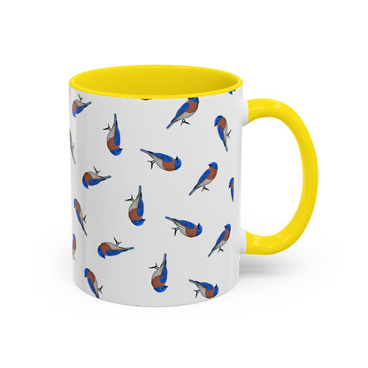 Bluebird All-Over Pattern Accent Mug | Colorful Bird Lover Gift for Birdwatchers