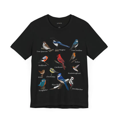 Garden Birds Blue Jay Cardinal Robin Chickadee Birding & Birdwatching Bird T-Shirt