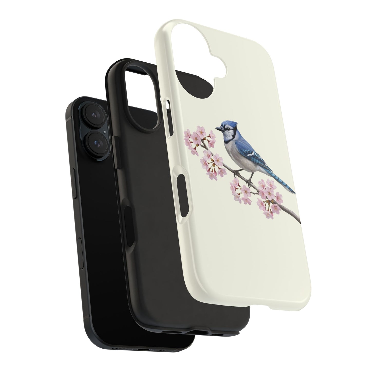 Blue Jay & Cherry Blossom Tough iPhone Case Creamy White