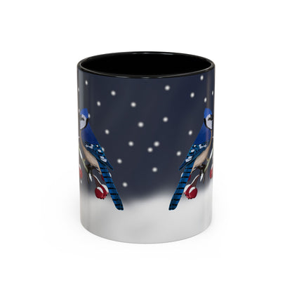 Blue Jay and Cardinal Bird Coffee Mug | Ceramic Christmas Gift for Bird Lovers
