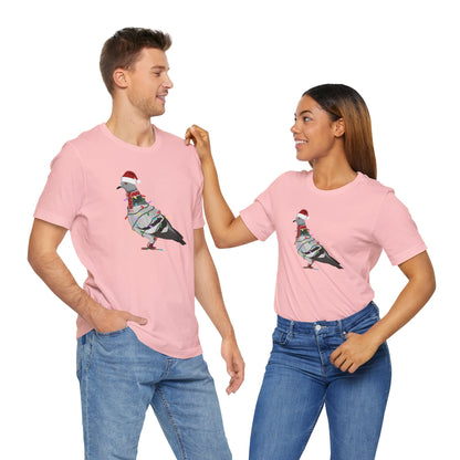 Pigeon with Fairy Lights Christmas Bird T-Shirt