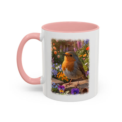 Robin Rosi Flower Bed Mug - Cute Backyard Bird Watcher Gift