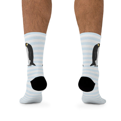 Penguin Stripes Blue White Birding & Birdwatching Bird Socks