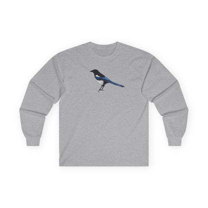 Magpie Birding & Birdwatching Bird Cotton Long Sleeve T-Shirt