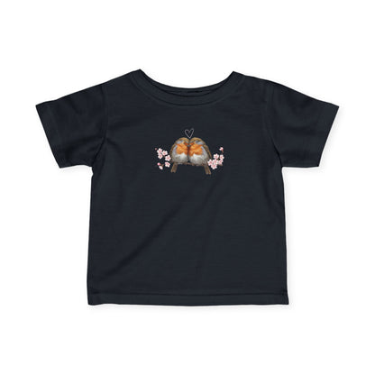 Robins on a Branch Cute Bird Baby & Toddler Fine Jersey T-Shirt