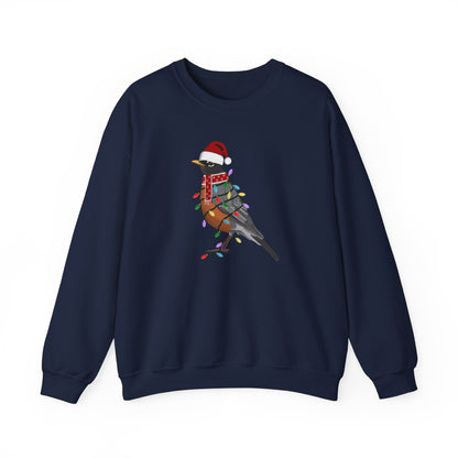 Robin with Fairy Lights Santa Claus Christmas Bird Sweatshirt