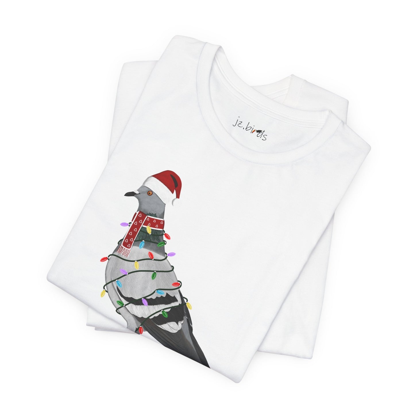 Pigeon with Fairy Lights Christmas Bird T-Shirt