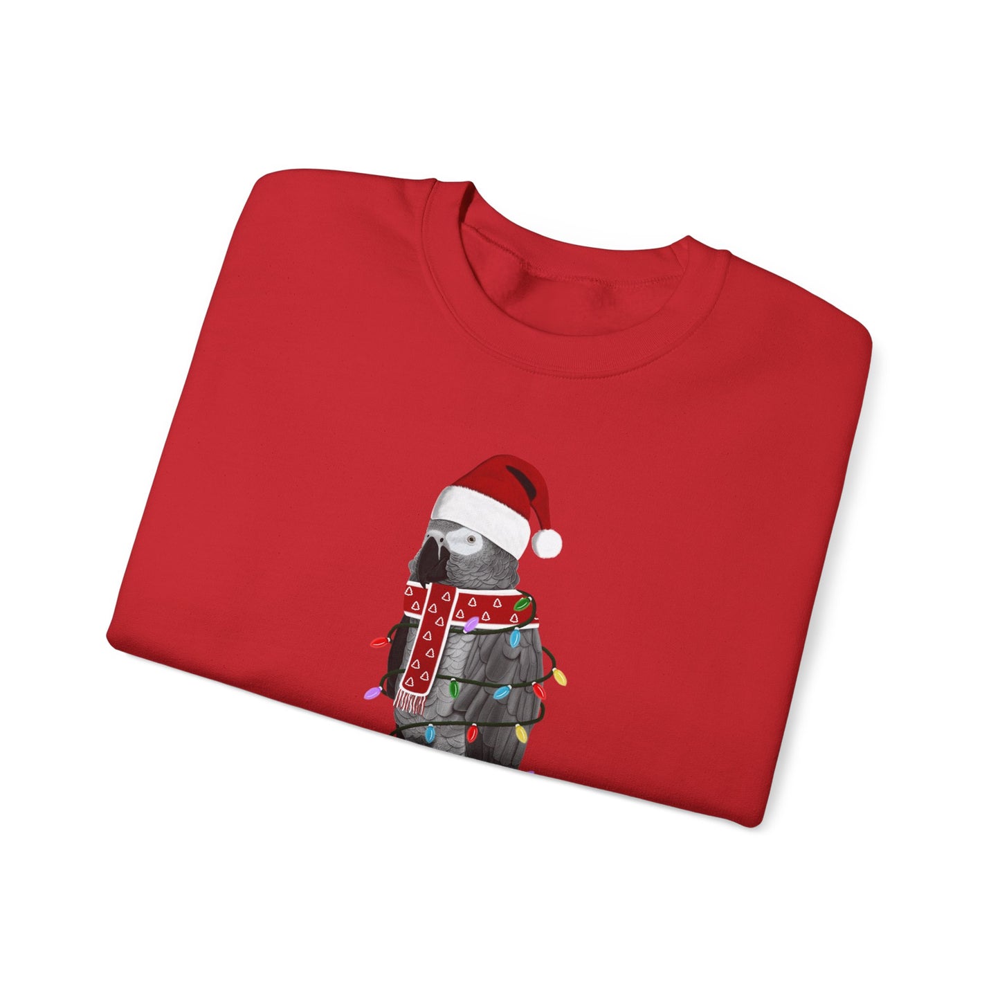 Grey Parrot with Fairy Lights Santa Claus Christmas Bird Sweatshirt