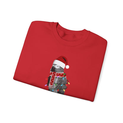 Grey Parrot with Fairy Lights Santa Claus Christmas Bird Sweatshirt