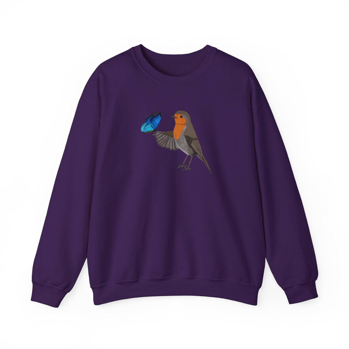 Robin with Butterfly Bird Birding & Birdwatching Sweatshirt