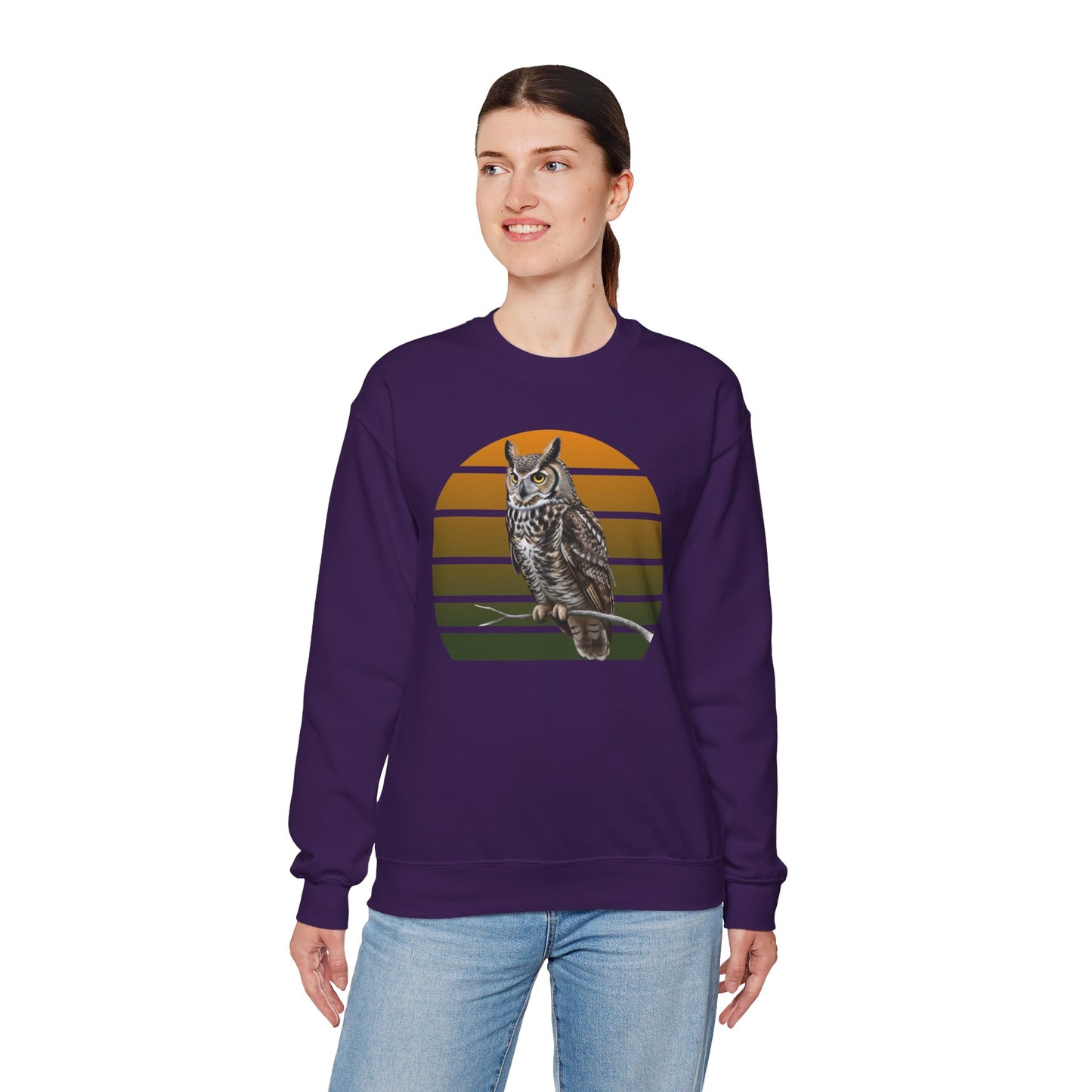 Great Horned Owl Sweatshirt | Unisex Bird of Prey Crewneck | Owl Lover & Birder Gift