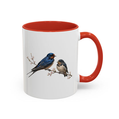 Barn Swallow & Fledgling Two-Tone Mug | Spring Bird Lover Gift